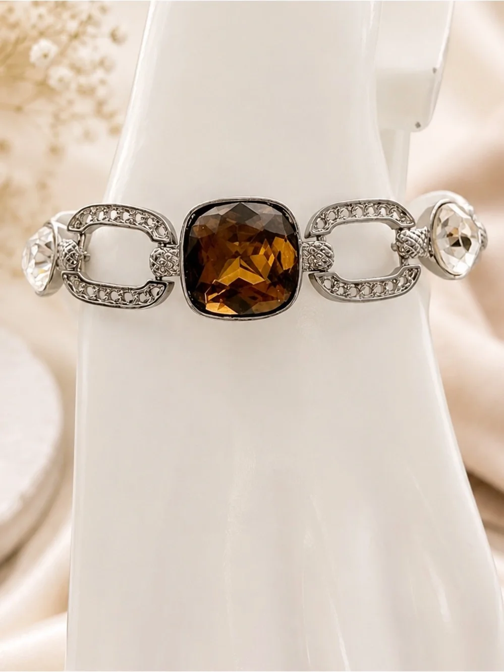 Givenchy Vintage Elegant Silver and Amber Bracelet.